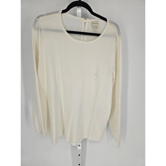 Chico's Women's White Back-Zip Long Sleeve Crewneck Sweater Size 3 - Picture 1 of 4